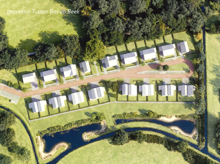 woningbouw bij tussen bos en beek